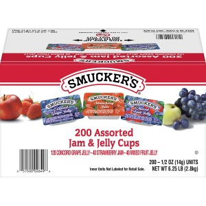 스머커스 미니잼 모음 14g x 200ct 브런치 디저트 포도 딸기 혼합과일 휴대용 잼 대량 코스트코